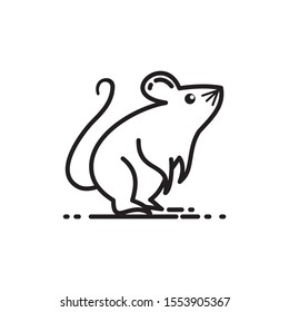 Rat icon, or mouse icon isolated on white background. Design with black line Vector, suitable for element of Happy Chinese New Year 2020 