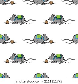 Rat Icon Seamless Pattern, Animal Icon Vector Art Illustration