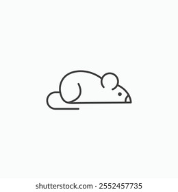 Rat icon set in blackthin line style.