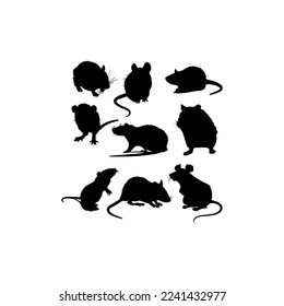 rat icon set silhouette logo