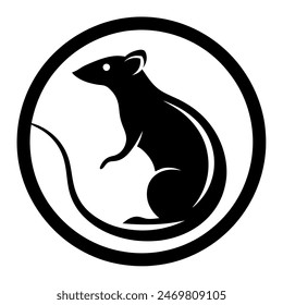 Rat Icon Vector Illustration in a Circle | High-Quality Design