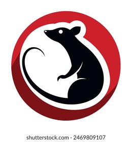 Rat Icon Vector Illustration in a Circle | High-Quality Design