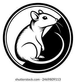 Rat Icon Vector Illustration in a Circle | High-Quality Design
