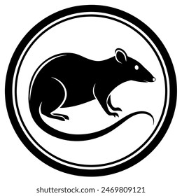 Rat Icon Vector Illustration in a Circle | High-Quality Design
