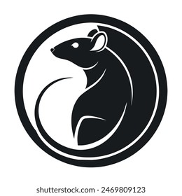 Rat Icon Vector Illustration in a Circle | High-Quality Design