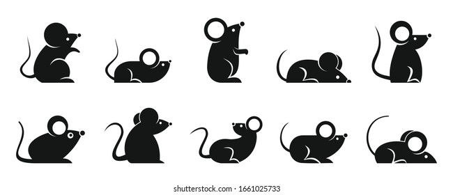 Rat icons set. Simple set of rat vector icons for web design on white background