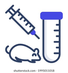 Rata con inyección y tubo, diseño plano de la prueba del ratón