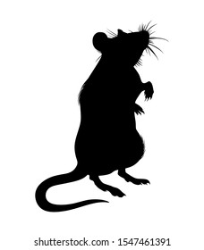 rat, isolated monochrome image, silhouette. Symbol of the year 2020 according to the Chinese calendar