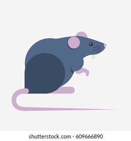 Rat isolated on white. Flat vector stock illustration
