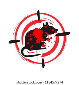 Señal de zona de matanza de ratas. Señal de advertencia de rata. Señal de parada de rata - Ilustración vectorial