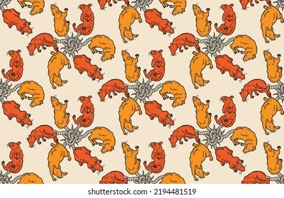 Rat King Seamless Pattern. Vector Illustration