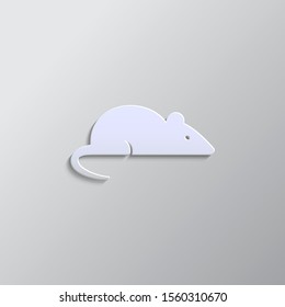 rat, laboratory, icon paper style. Grey color vector background