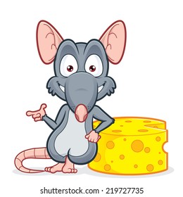 Rat leaning on a cheese