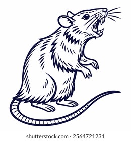 Rat line art on white background