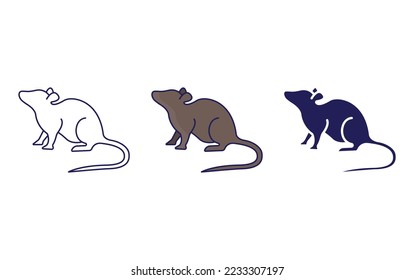 Rattenlinie und Glyph-Symbol, Vektorgrafik