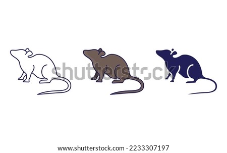 Rat line and glyph icon, vector illustration