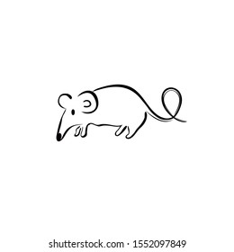 Rat line icon, isolated on white background. Vector illustration.Happy Chinese New Year 2020,year of the rat. Symbol of 2020 Chinese New Year.
