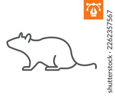 Rat line icon, outline style icon for web site or mobile app, animals and rodent, mouse vector icon, simple vector illustration, vector graphics with editable strokes.