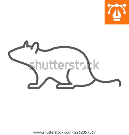 Rat line icon, outline style icon for web site or mobile app, animals and rodent, mouse vector icon, simple vector illustration, vector graphics with editable strokes.