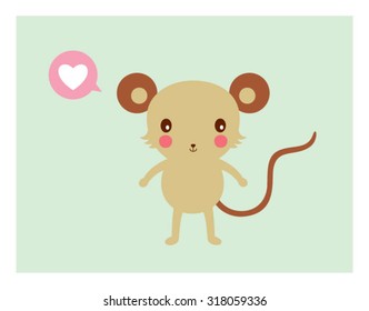 rat love card vector