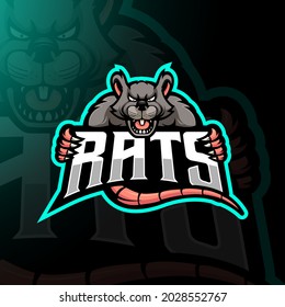 Rat mascot logo design vector with modern illustration concept style for badge, emblem and t shirt printing. Angry rats illustration for team, gaming and sports