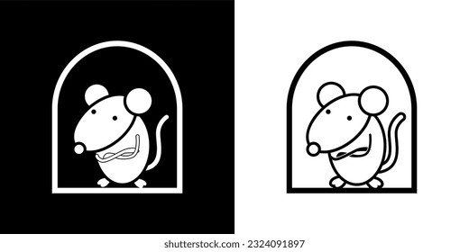 Rat mascot silhouette logo, suitable for any brand logo or graphic needs.