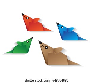 rat, mice, mouse origami vector