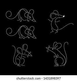 Rat, Mouse, Cartoon characters on black background, Logo