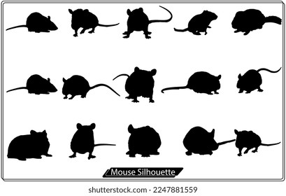 Rat and mouse collection vector silhouette