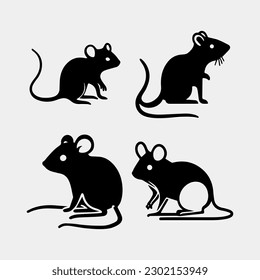 Rat and mouse collection - vector silhouette