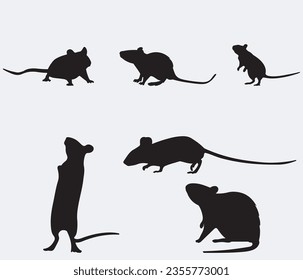 Rat and mouse collection - vector silhouette