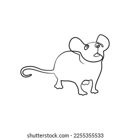 Rat mouse continuous one line drawing. One hand drawn single line art style. Rat mouse line drawing