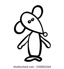 Rat or Mouse. Doodle illustration Coloring page adult and kids