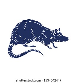 Rat or Mouse Hand Drawn on white background. Vector illustration