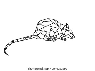 Rat or Mouse in Low Poly art concept. Editable Clip Art.