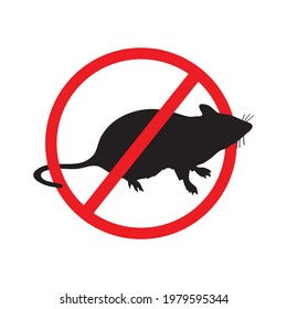 Rat Mouse (NO Rat NO Mouse) silhouette symbol warning sign in a red circle. Vector sign for insecticides isolated on white background
For visual design of brochures, banners, disinfection of companies