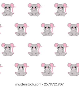 rat mouse seamless pattern vector cartoon graphic line isolated tile background repeat wallpaper illustration

