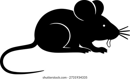 Rat or mouse silhouette sniffing the ground