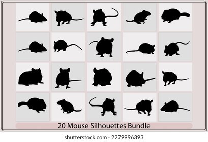 Rat and mouse silhouette,silhouette of a realistic rat,vector silhouette of the mouse,Mice Silhouettes,set of silhouettes Mouse Rat