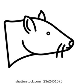 Rat or Mouse Vector Icon, Lineal style icon, from Animal Head icons collection, isolated on white Background.