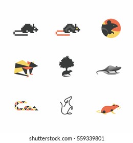 Rat, mouse, vector illustration, icon set, white background