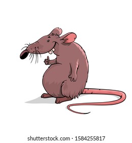 Rat on a white background. Cartoon rat is standing. Vector rat