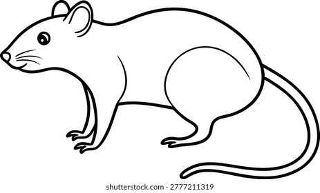 Rat outline flat vector illustration rodent animal pest wildlife design