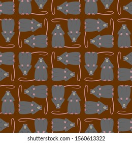 Rat pattern seamless. Gray mouse background. vector texture
 
