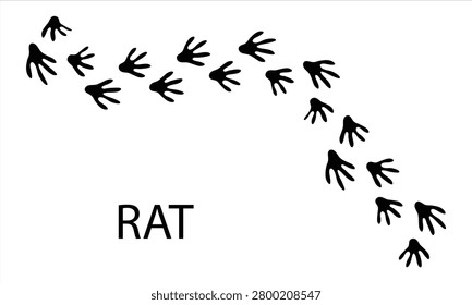 Rat Paw Print Track Line Icon Isolated on White Background. Rodent Footprint Vector Illustration..eps