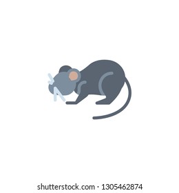 Rat pest flat icon, vector sign, colorful pictogram isolated on white. Mouse animal symbol, logo illustration. Flat style design