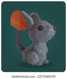 Rat polygonal art drawing. Colorful animals in vector illustration