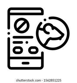 Rat Protect Smartphone Service Icon Vector. Outline Rat Protect Smartphone Service Sign. Isolated Contour Symbol Illustration