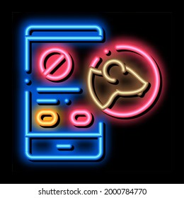 Rat Protect Smartphone Service neon light sign vector. Glowing bright icon Rat Protect Smartphone Service sign. transparent symbol illustration