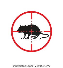 Rat and red target icon. Vector. Flat design.